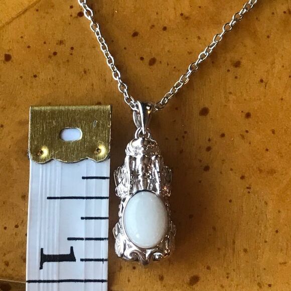 Natural White Jade Sterling Silver Dragon Pendant - Picture 2 of 6